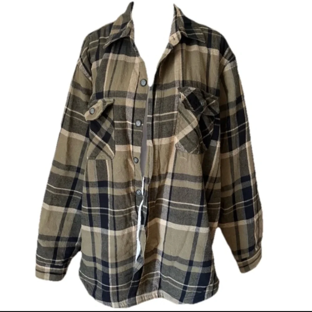 Men’s Club Room Green Plaid Fleece Lined Shirt Jacket size Large